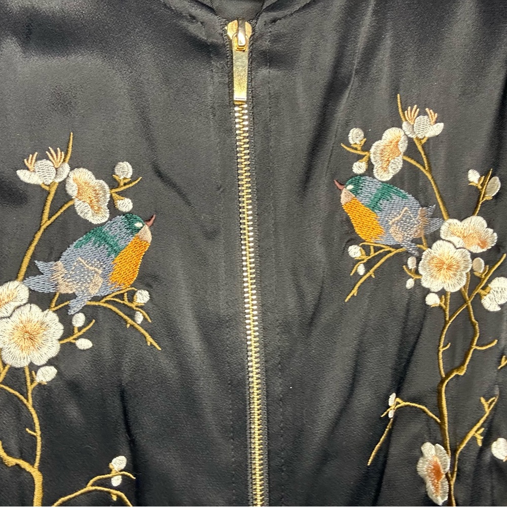 Zara Satin Bird Bomber Jacket - Picture 4 of 4